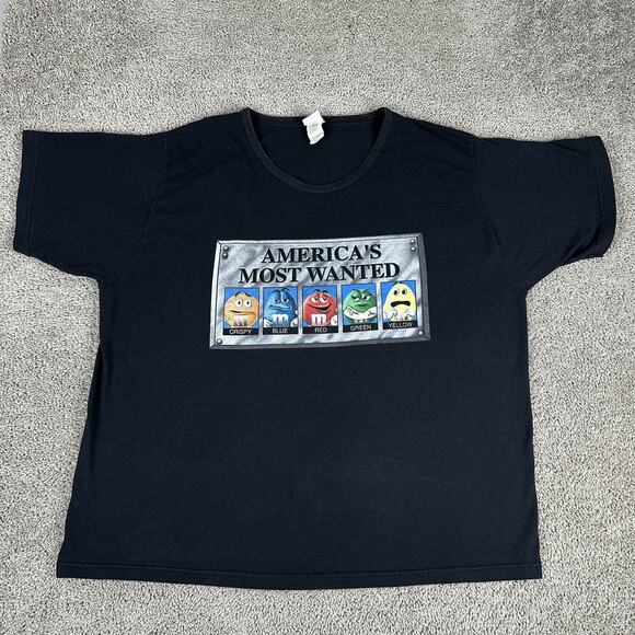 Vintage M&M's Shirt Mens XXL Black America's Most Wanted Freeze Tee 90s Funny - Picture 1 of 10